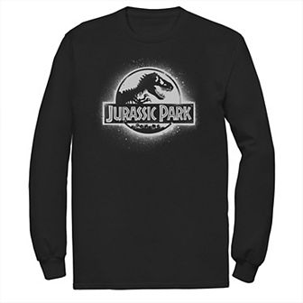 Men's Jurassic Park All White Spray Paint Stencil Movie Logo Tee