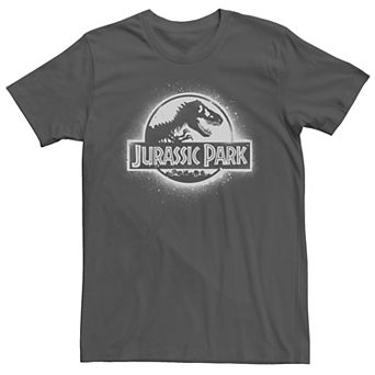 Men's Jurassic Park All White Spray Paint Stencil Movie Logo Tee