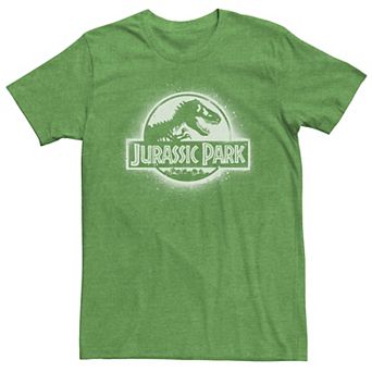 Men's Jurassic Park All White Spray Paint Stencil Movie Logo Tee