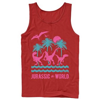 Men's Jurassic World Two Dinosaur Beach Retro Tank Top