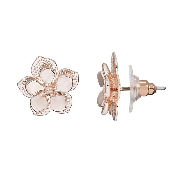 LC Lauren Conrad Layered Filigree Flower Nickel Free Stud Earrings - Rose Gold Tone