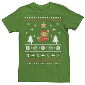 Men's Nintendo Super Mario Christmas Star Pixels Tee