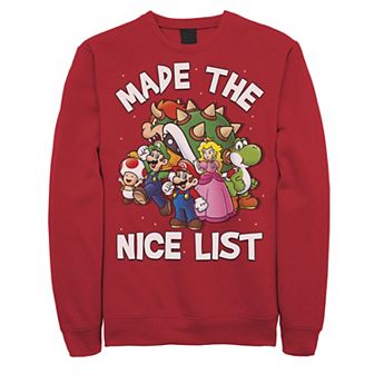 Men's Super Mario Bros. Made The Nice List Character Collage Sweatshirt