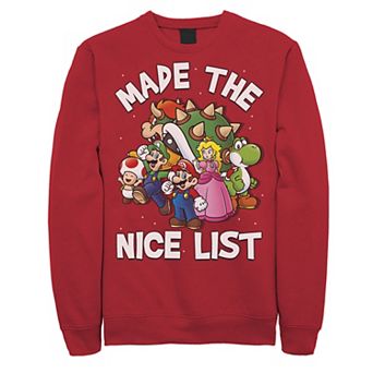 Men's Super Mario Bros. Made The Nice List Character Collage Sweatshirt