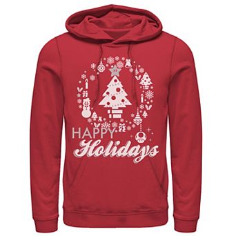 Men's Super Mario Happy Holidays Christmas Tree Hoodie