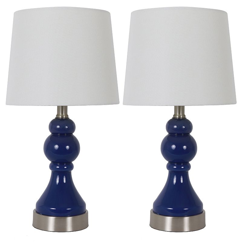 Decor Therapy Draper USB Charging Table Lamp 2-Piece Set, Blue