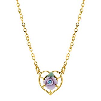1928 14k Gold-Dipped Porcelain Rose Heart Necklace