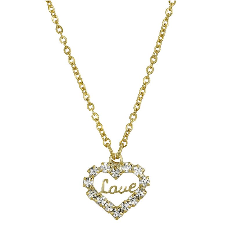 1928 14k Gold Dipped Crystal Accented Love Heart Pendant Necklace, Wom