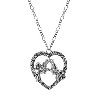 1928 Pewter Love Birds Heart Eyeglass Holder