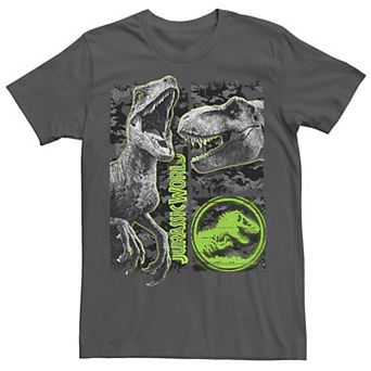 Men's Jurassic World Two Raptor T-Rex Camo Scratch Tee
