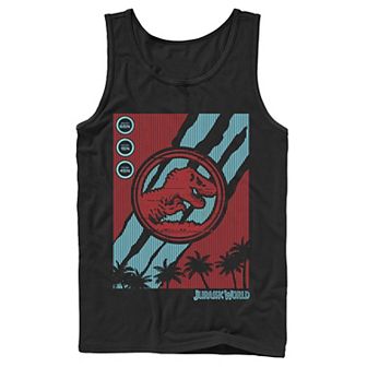 Men's Jurassic World Two Logo Tech Screen Glitch Tank Top
