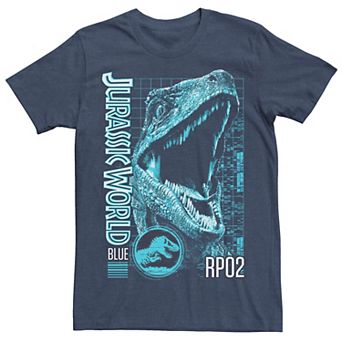 Men's Jurassic World Two Blue Face Tech Schematic Tee