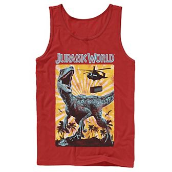 Men's Jurassic World T-Rex Color Pop Retro Poster Tank Top