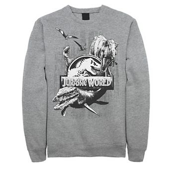 Men's Jurassic World Two Dino Collage Grunge Logo Fleece