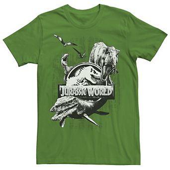 Men's Jurassic World Two Dino Collage Grunge Logo Tee