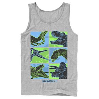 Men's Jurassic World Two Dino Faces Comic Pop Tank Top