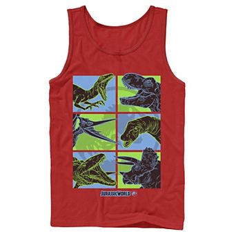 Men's Jurassic World Two Dino Faces Comic Pop Tank Top