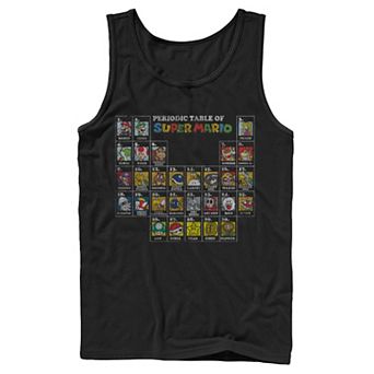 Men's Nintendo Super Mario Periodic Table Of Character Panel Grid Tank Top