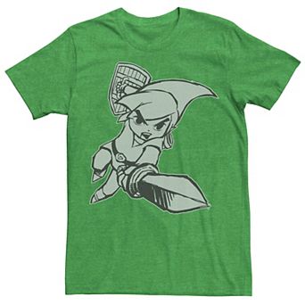 Men's Nintendo Legend Of Zelda Action Pose All White Portrait Stamp Tee