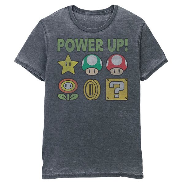 Men S Nintendo Super Mario Power Up Icons Vintage Tee