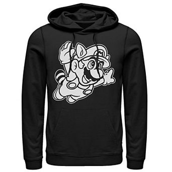 Men's Nintendo Super Mario 3 Raccoon Fly Line Art Hoodie