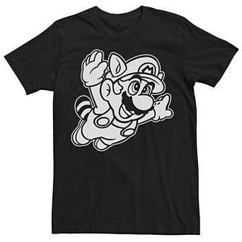 Men's Nintendo Super Mario 3 Raccoon Fly Line Art Tee