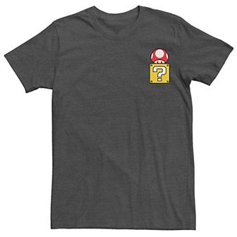 Men's Super Mario Bros. Mushroom Power Up Left Chest Pocket Tee