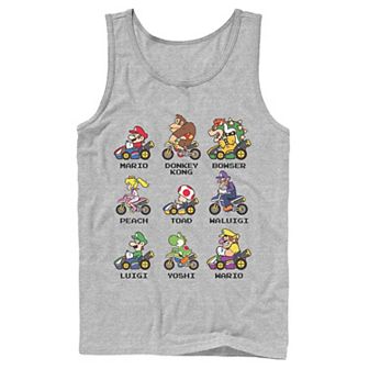 Men's Nintendo Mario Kart Racers Side View Names Tank Top