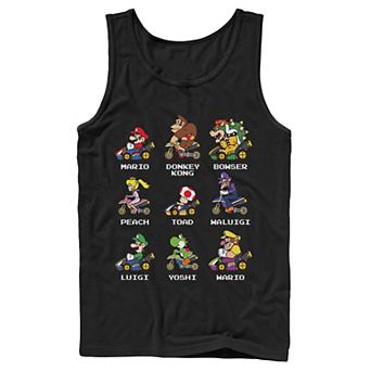 Men's Nintendo Mario Kart Racers Side View Names Tank Top