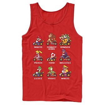 Men's Nintendo Mario Kart Racers Side View Names Tank Top