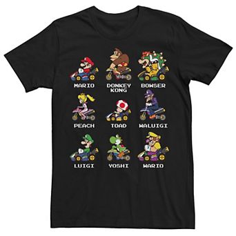 Men's Nintendo Mario Kart Racers Side View Names Tee