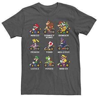 Men's Nintendo Mario Kart Racers Side View Names Tee