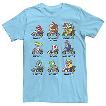 Men's Nintendo Mario Kart Racers Side View Names Tee