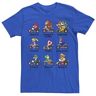 Men's Nintendo Mario Kart Racers Side View Names Tee