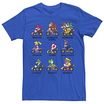 Men's Nintendo Mario Kart Racers Side View Names Tee