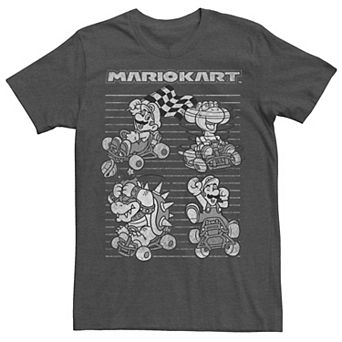 Men's Mario Kart Mario Yoshi Bowser Luigi Four Player Portraits Tee