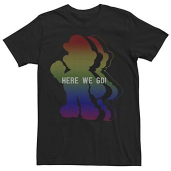 Men's Nintendo Super Mario Rainbow Gradient Silhouette Tee