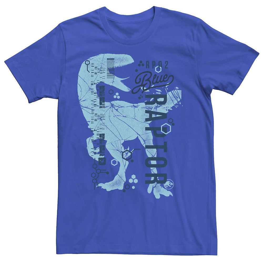Men's Jurassic World Two Blue Raptor DNA Code Silhouette Tee