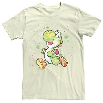 Men's Super Mario Yoshi Watercolor Splatter Portrait Tee