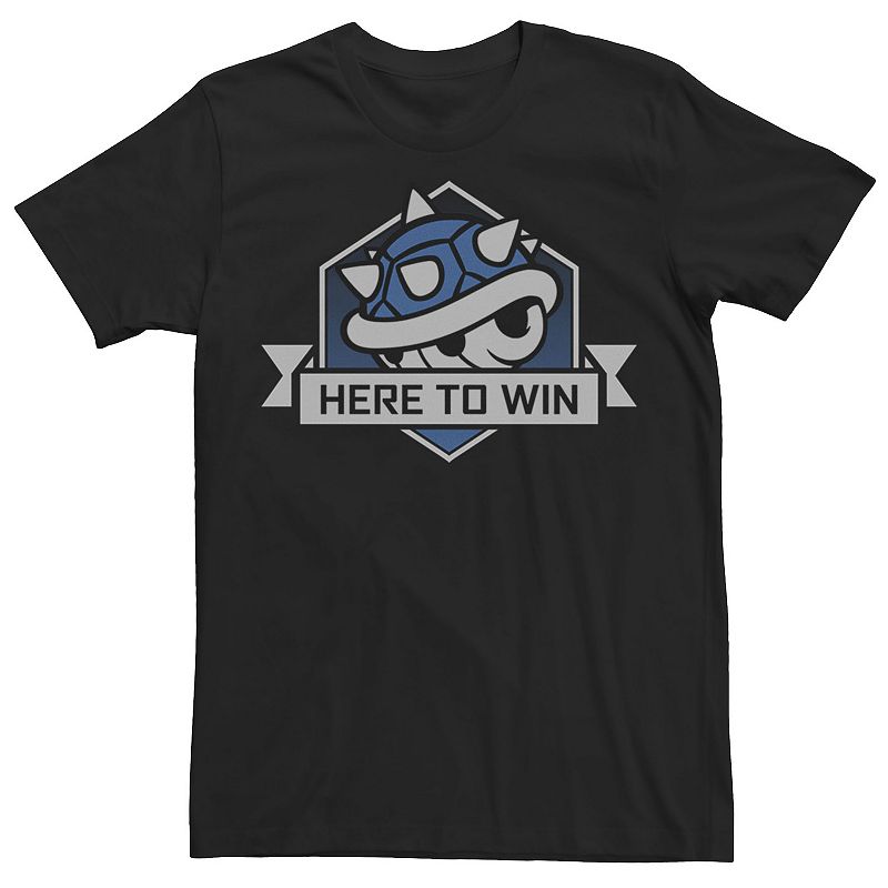 Men's Super Mario Bros. Blue Shell Here To Win Tee, Size: 3XL, Black
