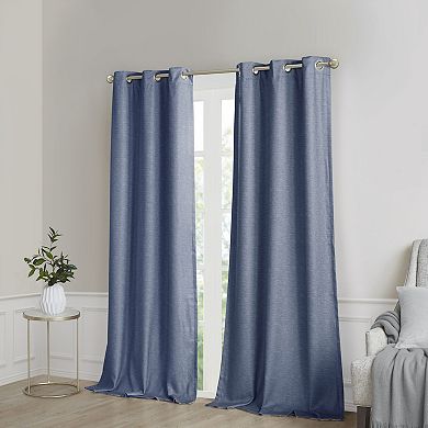 SunSmart 2-pack Leighton Tonal Printed Faux Silk Room Darkening Window Curtain Set