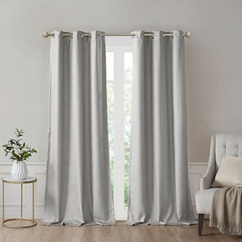 Madison Park 2-pack Leighton Tonal Printed Faux Silk Room Darkening Window Curtain Set