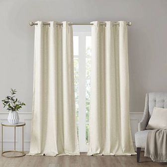 Madison Park 2-pack Leighton Tonal Printed Faux Silk Room Darkening Window Curtain Set