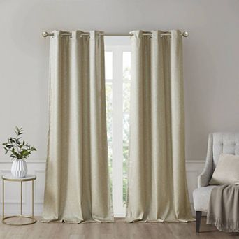Madison Park 2-pack Leighton Tonal Printed Faux Silk Room Darkening Window Curtain Set