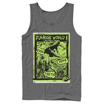 Men's Jurassic World Two T-Rex Neon Green Poster Tank Top