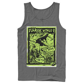 Men's Jurassic World Two T-Rex Neon Green Poster Tank Top