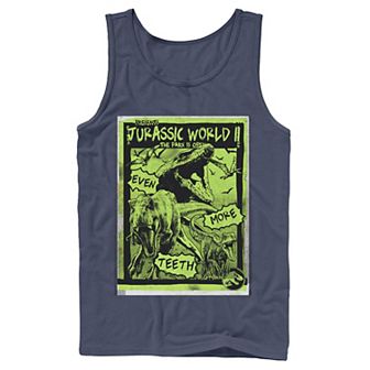 Men's Jurassic World Two T-Rex Neon Green Poster Tank Top