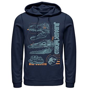 Men's Jurassic World Two Dinosaur Skull Schematic Hoodie