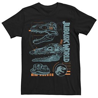 Men's Jurassic World Two Dinosaur Skull Schematic Tee