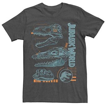 Men's Jurassic World Two Dinosaur Skull Schematic Tee